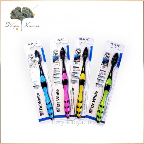 Бамбуковая зубная щетка с турмалином Dr.White. Нано-бамбук. Новейшая уникальная технология.